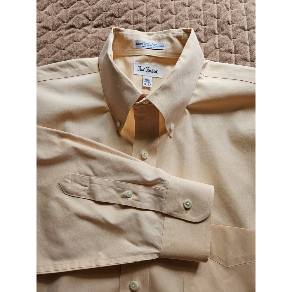 Paul Fredrick Easy Care 100% Cotton Pinpoint Long Sleeve Men's Dress Shirt 17-33